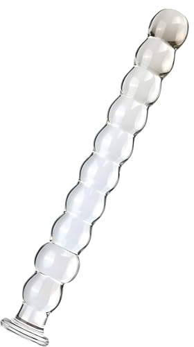 Prostate Massager Glass Pure Wand Anal Toys - 9.1 Inch Beaded Glass Dildo, 10 Big Beads Anal G Spot Stimulator for Men Women - Anal Prostate Wand