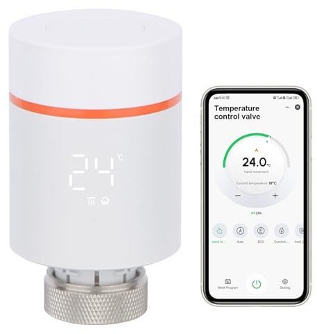 Wengart Valvola Termostatica Intelligente Zigbee 3.0,Testa Termostatica Tuya per Radiatore,Cronotermostato Programmabile,Rilevamento Finestra Aperta,Hub Tuya Zigbee Richiesto