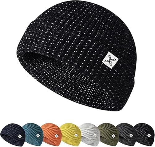 OWSEN Flex Beanie 2.0, Weflexus Reflektierende Strickmütze - Unisex, Warm und Sichtbar für Winternachtspaziergänge, Schwarz