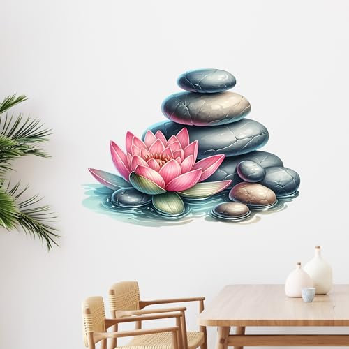 GRAZDesign Wandtattoo Yoga Feng Shui Wellness Steine, Wandaufkleber für Bad, Badezimmer - 128x90cm