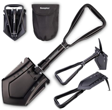 Semptec Urban Survival Technology Spaten: 7in1-Kombi-Klappspaten mit Säge, Spitzhacke, Axt, aus Carbonstahl (Campingspaten, Camping-Klappspaten, Schneeschaufel)