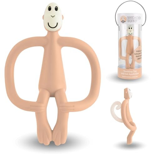 Matchstick Monkey - Beißring Affe Original - Baby Zahnungshilfe - weiche Noppen massieren wundes Zahnfleisch - 100% Silikon - BPA-frei - Greifling für Zahnen - ab 3 Monaten (pfirsisch)