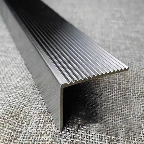 WDJBPSH Übergangsprofi 304 Edelstahl Treppenkante, L-förmig Treppenkantenschutz-Streifen für Vinylböden/Laminatböden/Fliesenböden, rutschfest Treppenstufenschutzleiste(W 6cm(2 3/8),L 160cm (63))