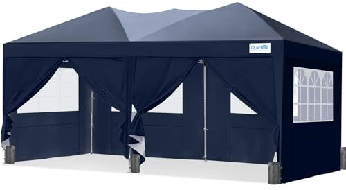 Quictent Pop Up Canopy Gazebo with Removable Sidewalls, Adjustable Height Event Shelter, 3x6m (10x20ft) Portable Tent for Garden Party, Camping, Black