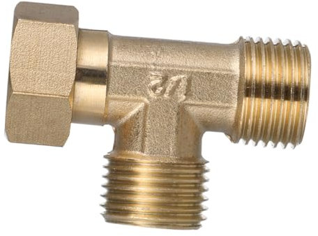 Ciieeo Brass Pipe Joint Adapter Three Way Connector with Gasket for Water Pumps Hot Water Heaters for Efficient Plumbing Tight Spaces