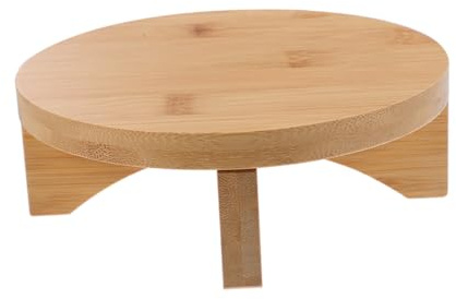 ERINGOGO Dekorativer Blumenständer aus Bambusholz, Rund, Beige | Tischaufsteller für Topf oder Kerze, 1 Stück, für Bürodeko und Innenbereich, Pflegeleicht