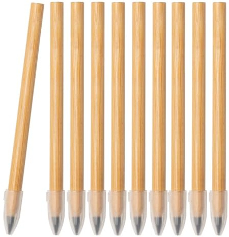 WPRO Ewiger Bleistift 10er Set aus Bambus mit Graphitspitze, 16 cm | Schreibt dauerhaft ohne Nachspitzen und reduziert Materialverbrauch im täglichen Einsatz.