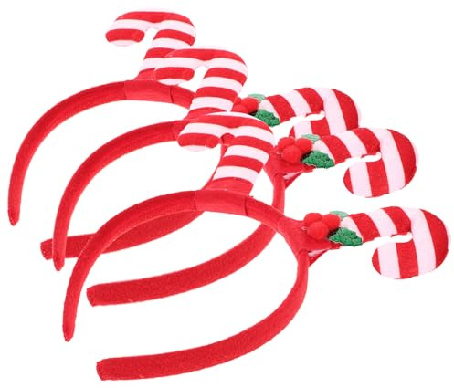 PENIKOKO 3 Stück Weihnachtliche Zuckerstangen Haarreifen Festlicher Kopfschmuck für Party Cosplay und Familienfeiern Leicht zu Tragen Einzigartiges Xmas Design Charmante Haarbänder für
