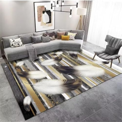 QGYFRE Teppich Flur Läufer Küchen Teppiche Mädchen Kinderzimmer 80x120CM 3D Grau Gelber, leicht zu pflegender Auslegware Teppichboden