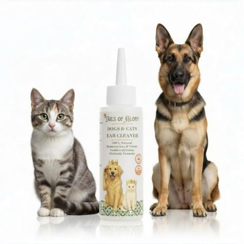Nettoyant oreille chien naturel, soin auriculaire chien et chat, 100 ml | Tails of Glory : nettoyant auriculaire chien et chat doux pour le nettoyage des oreilles et l’hygiène quotidienne