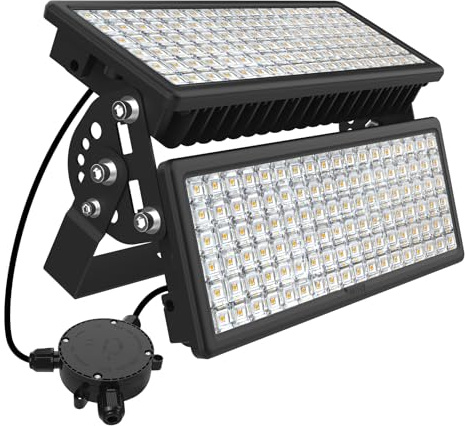 HOPEDAMAI 200W LED Flutlicht 28000LM, 3000K Scheinwerfer mit Abzweigdose | IP67 Wasserdicht & Robust, Flimmerfrei, 10kV Blitzschutz. 180° verstellbar. einfache Montage, Ideal für Garten, Parkplätze