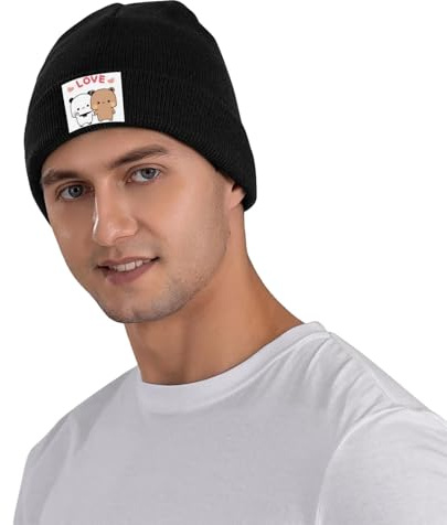 QIOEURYU Klassische gestrickte Mützen Pfirsich- und Goma Bubu Dudu-Ballon Winter-Warmmütze Herbstmützen für Frauen Männer Beanies Unisex für draußen