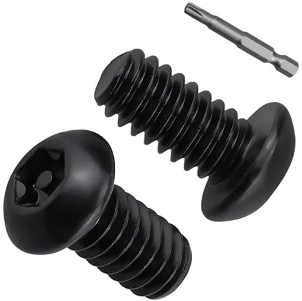Tornillos de seguridad Torx de 1/4-20 x 1/2 pulgadas, tornillos de acero inoxidable 304 con revestimiento negro, rosca completa, paquete de 50 con broca Torx incluida