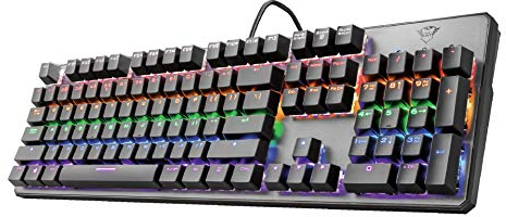 Trust Gaming 22633 GXT 865 Asta Teclado Mecánico Gaming Switch Red, Teclado Alámbrico con Retroiluminación, Anti Ghosting N-Key Rollover, Teclado para PC, Ordenador Portátil, Negro