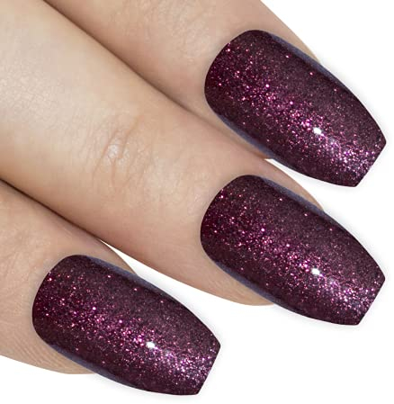 Bling Art Ballerina False Nails Fake Coffin Gel Red Brown Acrylic Long 24 Tips