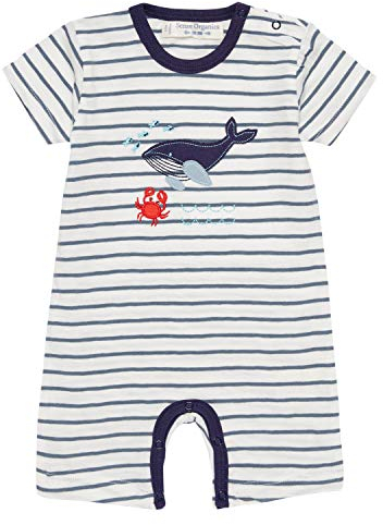 Sense Organics Baby Boy Romper kurz Steal Stripes Blue Whale