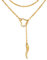 FOCALOOK Damen Y-Kette 18k vergoldet 80cm lang Rolokette mit Italienischen Horn und Herz Ring Anhänger einfach Cornicello Lariat Halskette Modeschmuck Accessoire für V-Ausschnitt Pullover