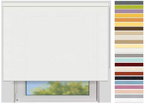 EFIXS Sichtschutzrollo Maxi - 32 mm Welle - Breiten: 40-240 cm - Höhen bis 240 cm - Hier: 240 cm x 190 cm (Stoffbreite x Höhe) - Weiss (4905) - lichtdurchlässig - Blickdicht