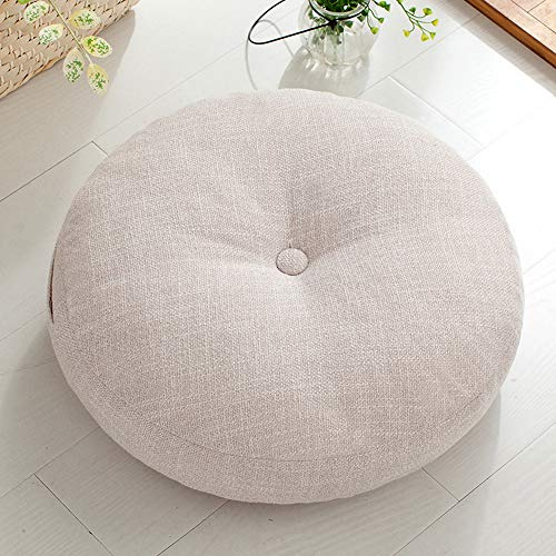 WYJHNL Rond Coussin de Sol épais en Lin épais de Style Japonais Tatami Coussin pour Chaise de Balcon de Canapé de Plancher de Patio Coussins,Milkywhite,45x45cm
