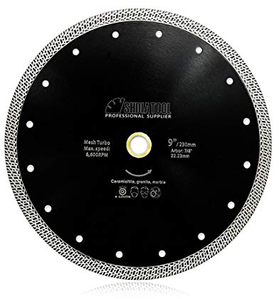 SHDIATOOL Diamond Cutting Disc 9 Inches / 230mm Saw Blade with Mesh Turbo for Porcelain Tile Ceramic Granite Marble