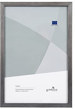 goldbuch Bilderrahmen Skandi 20x30 cm, Einzelrahmen aus Echt Holz, Portraitrahmen zum Stellen, Holzrahmen mit Wandhalterung, Foto Rahmen, Frame Silber