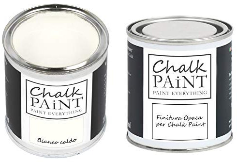CHALK PAINT EVERYTHING & FINITURA - Kit Pronto Vernicia e Proteggi (250 ml + 250 ml) (Bianco Caldo)