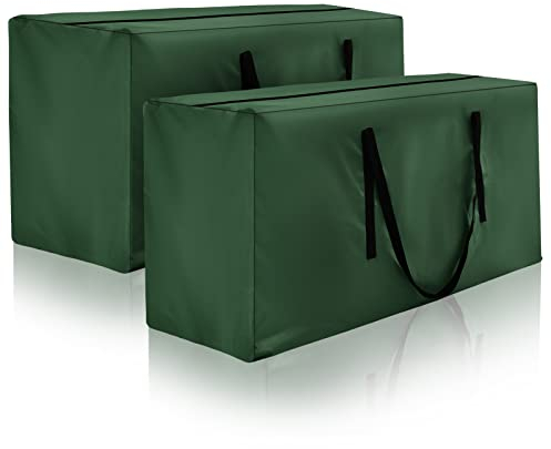 2 Pack Garden Cushion Storage Bag 173cm 420D Heavy Duty Extra Large Waterproof ChristmasTree Storage Bag Fits Up to 12 ft Tall Artificial Trees with Zipper and Handles Green 173x76x51cm