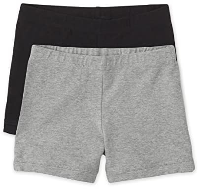 The Children's Place Girls' 2 Pack Basic Cartwheel Short, Black/Smoke Gray, Large