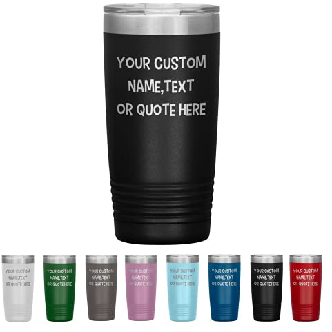 Vaso al vacío personalizado de 20 onzas con nombre, con citas y textos para mujeres y hombres, vaso de oficina personalizado para bebidas, vaso único personalizado para adultos con nombres
