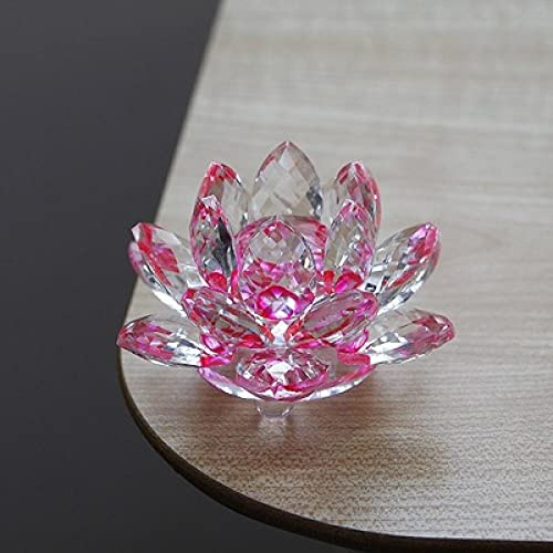 100mm Quarz Kristall Lotus Blume Handwerk Glas Papiergewichte Fengshui Ornamente Figuren Home Hochzeit Party Decor Geschenke Souvenir-Rosa_6,8 cm