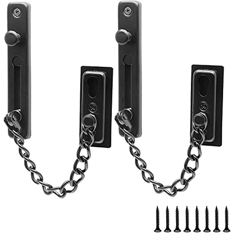 Bonsicoky 2 Pack Door Chain Lock, Black