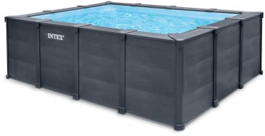 Intex 26396NP - Piscina Graphite Gray Panel Rettangolare, con Pompa Filtro a Sabbia 3500 L/h, Scaletta e Teli, 400x300x124 cm