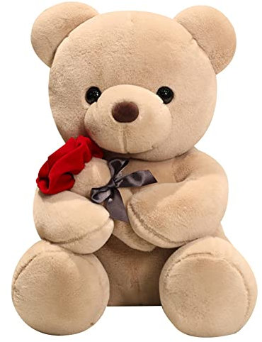 LICHENGTAI Orsetto di peluche con rosa, Orso de Peluche Peluche Morbida, Orsacchiotto di Valentine per Fidanzata Simpatico, Idee Regalo Anniversario, Compleanno, Sorprese Romantiche