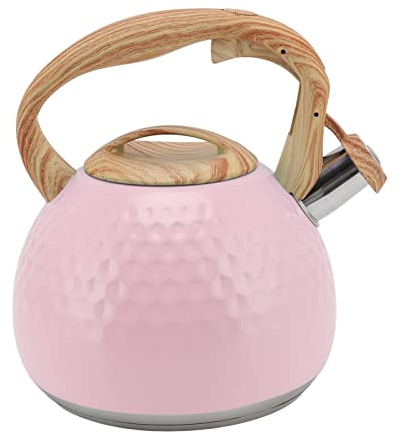 Bouilloire à Thé, Bouilloire à Thé Sifflante en Acier Inoxydable 3L avec Poignée Résistante à la Chaleur Bouilloire Théière Moderne pour Cuisinière électrique, Cuisinière à Gaz,(Rose)