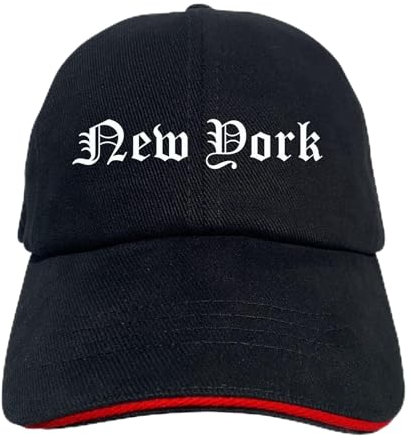 New York Cappy - Altdeutsch Bedruckt - Schirmmütze - Schwarz-Rotes Cap OneSize-SchwarzRot