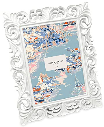 Laura Ashley Bilderrahmen mit dünnem Rand, horizontal und vertikal, für Tisch- und Wanddekoration, 12,7 x 17,8 cm, Weiß