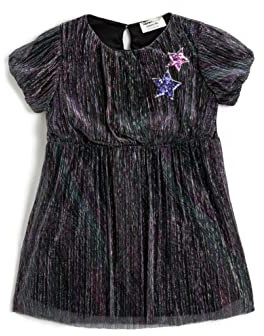 Koton Abito in Tulle Lucido a Maniche Corte a Palloncino con Stella con Paillettes Ricamate Vestito, Righe Viola (9S4), 4-5 Anni Ragazze