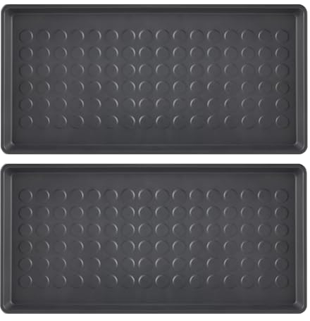Home Stuff Boot Tray for Heavy Duty Floor Protection, Weather Boot Tray Plastic Utility Shoe Mat for Indoor and Outdoor Use in All Seasons, Muddy Boot Tray, Black 71x35 CM (2 Pack)