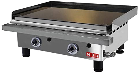 MBH - Plancha vitrocerámica a gas profesional 60 cm para hostelería. Fry top de asar VITRO GAS para cocina industrial de bar y restaurante.