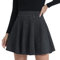 DJT Damen Mädchen Basic Solid Dehnbaren Informell Mini Skater Rock mit Shorts Schwarz kariert M