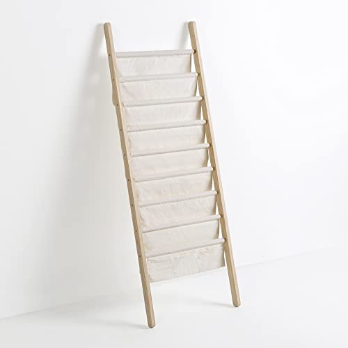 HOMN LIVING Xoel Zeitschriftenständer aus Stoff und Holz mit 8 Abschnitten