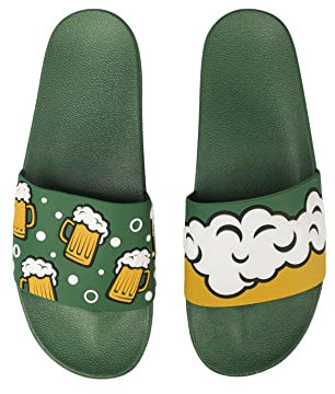 Dedoles Ciabatte Donna Uomo & Bambini Sandali per Spiaggia e Piscina con tanti Design Patatine Fiori Volpe Lama Nuvole Ketchup Regalo, Color: Birra e schiuma, 46 EU