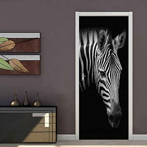 Türaufkleber Türtapete Türbilder Türposter Selbstklebend 3D Tierisches Zebra 77 X 200 Cm Pvc Wasserdicht Abnehmbare Wandbilder Für Schlafzimmer Haus Bad Wc Büro Dekoration - Türwandaufkleber