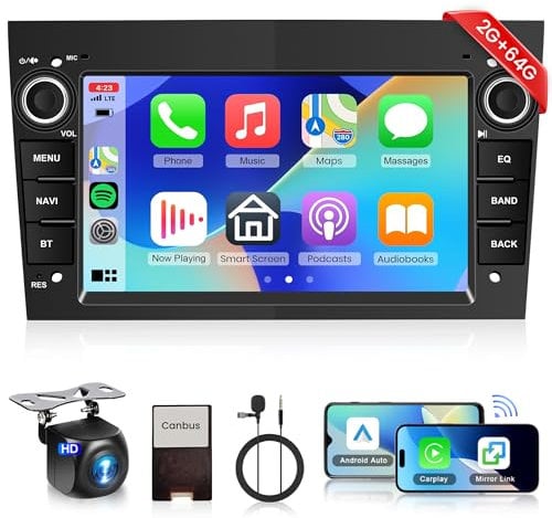 Android Car Stereo for Vauxhall Astra Corsa Meriva Zafira Vivaro with Carplay, 2G 64G 7 Inch Touch Screen Car Radio GPS HiFi WiFi FM RDS Radio Bluetooth USB Reverse Camera