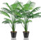 Lighterday Lot de 2 grandes plantes artificielles décoratives d'intérieur - Palmier artificiel en plastique pour bureau, maison, intérieur et extérieur (2 pots de palmier jaune artificiel)