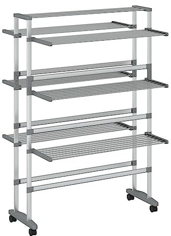 vidaXL Wäscheständer, Wäscheständer mit 4 Rollen, Trockenständer mit Aluminiumrahmen, Wäschetrockenständer Wäschetrockner, Aluminium