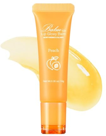 Ofanyia Lip Glowy Balm, Hydrating Lip Balm Clear Lip Gloss, Moisturizing Non-Sticky Lip Gloss Lip Care for Dry Chapped Cracked Lips, Vegan & Cruelty-Free (peach)