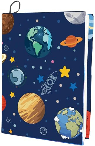 craspire Planet Dehnbarer Buchumschlag, Kosmischer Himmel, Waschbar, Wiederverwendbar, Große Nylon-Schutzhüllen, 9.4x15.7,(5) cm, Elastische Notizbuchhüllen, Geeignet Für Die Meisten Hardcover-Bücher