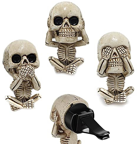 Ghost Head Auto Vent Clip,3 Stücke Auto-Entlüftungs-Ornamente Schädel Innere Charme Auto Outlet Fresher Parfüm Clip Auto Klimaanlage Lüftungsclip Dekoration Gothic Schädel Lufterfrischer