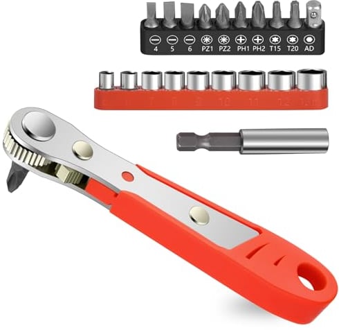 OSDUE Cliquet Tournevis, Kit de Tournevis Magnétique, Mini Tournevis Décalé Réversible à Cliquet, Outils de Réparation de Poche Multifonctions